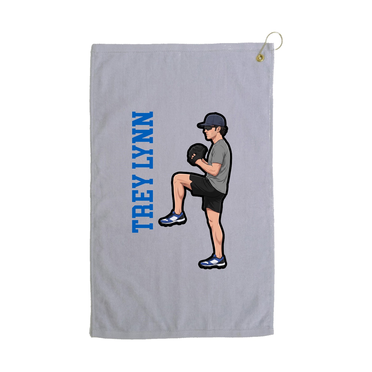 Golf Towel — Name Vertical in Grey