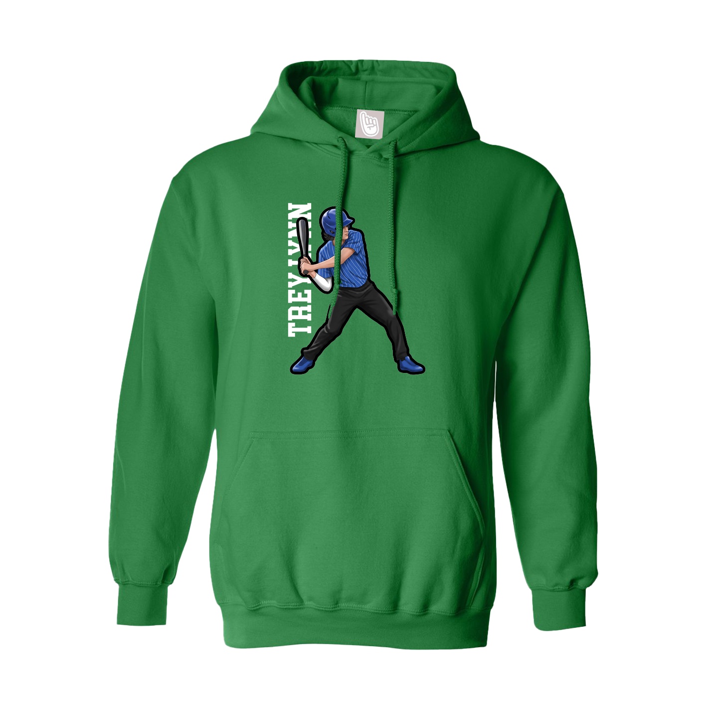 Hoodie — Name Vertical in Green