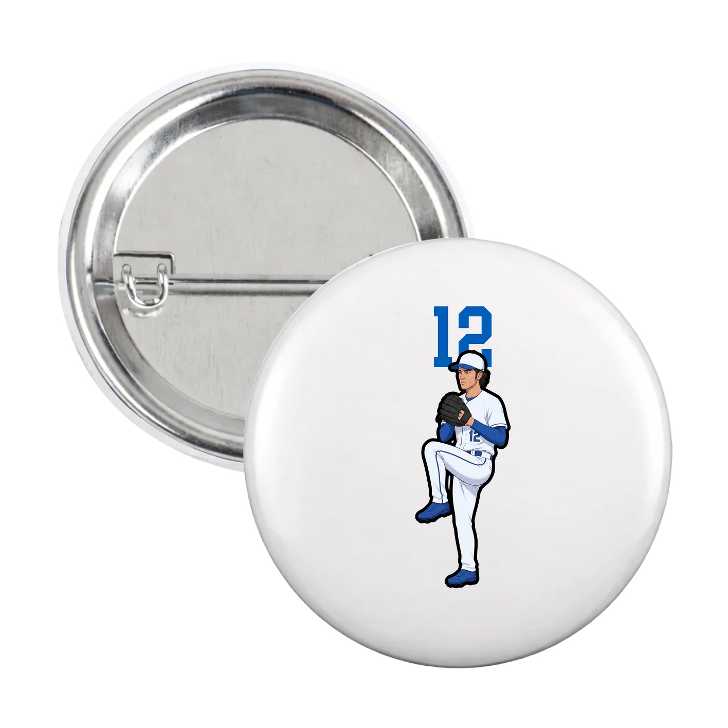 Game Day Button — Number Top in White
