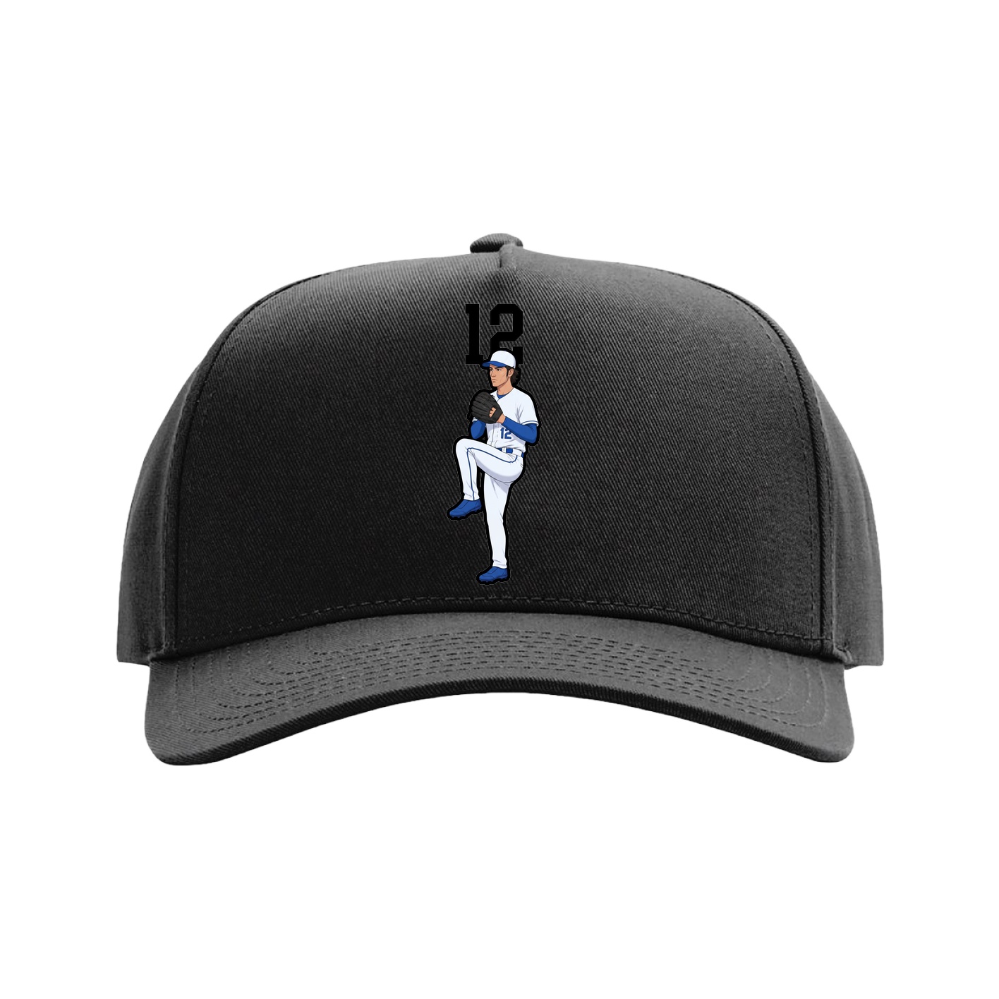 Full Fabric Five-Panel Champ Cap — Number Top in Black