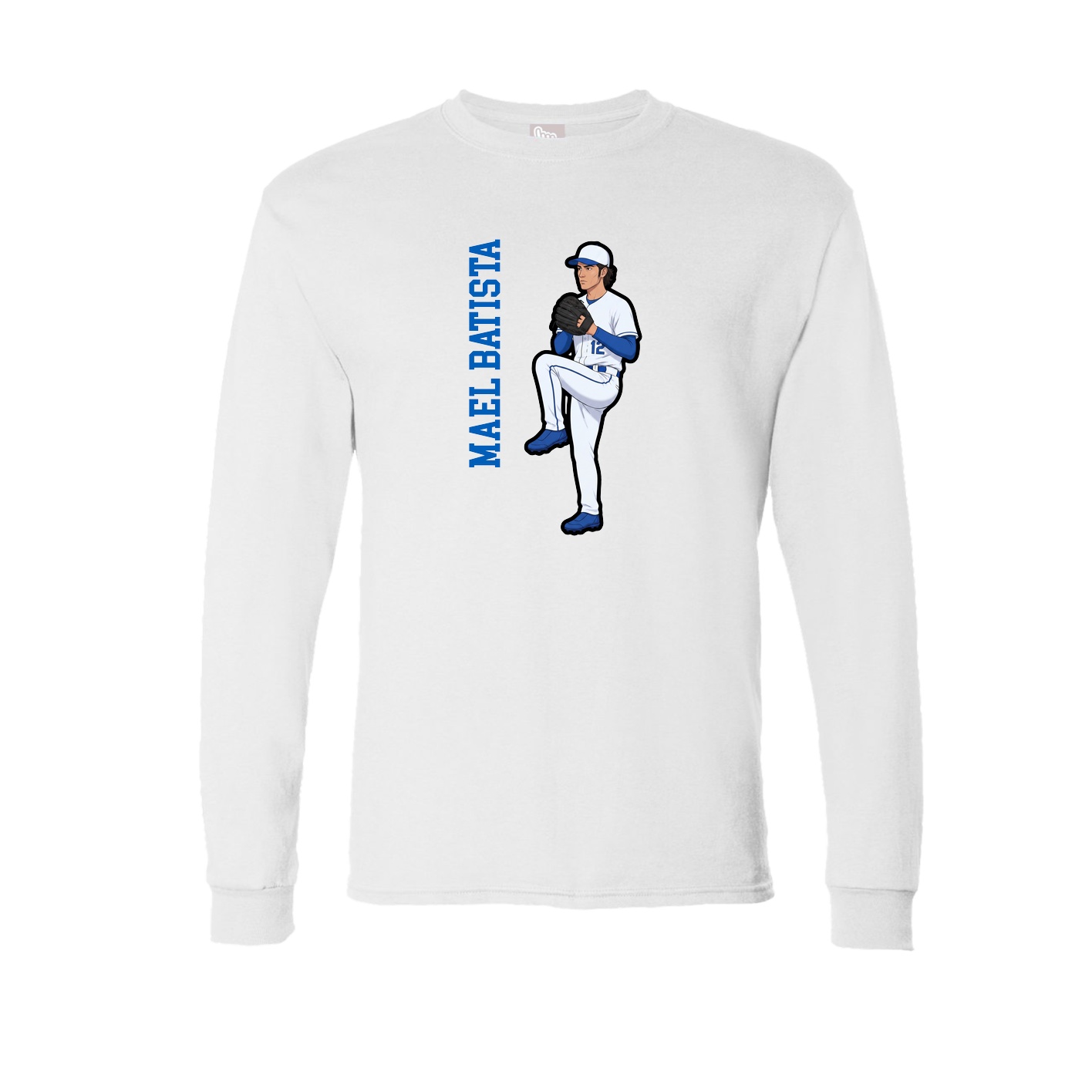 Long Sleeve Tee — Name Vertical in White