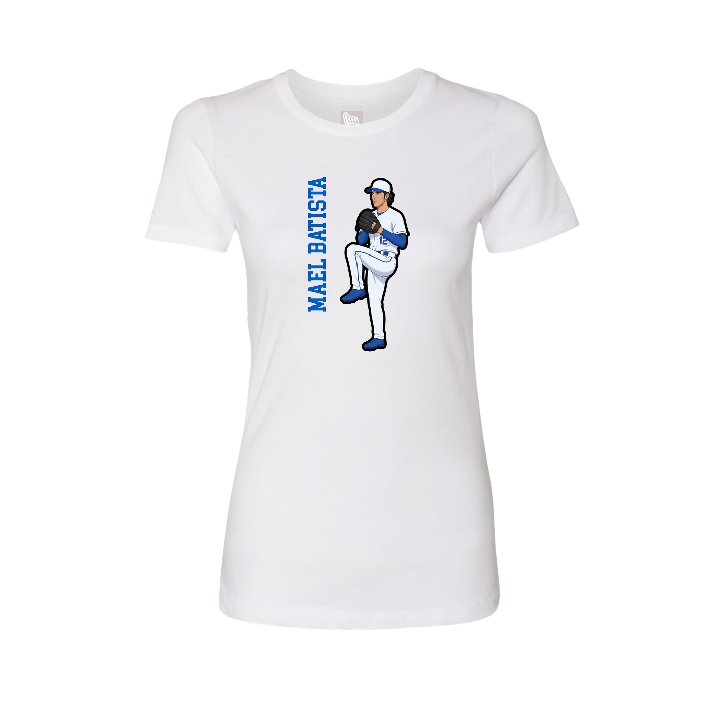 Fitted Women's Tee — Name Vertical in White