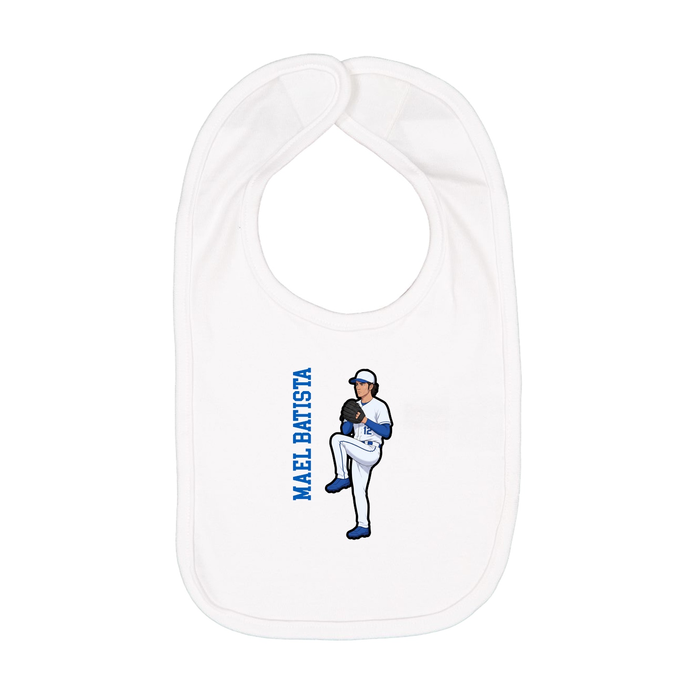 Infant Bib — Name Vertical in White
