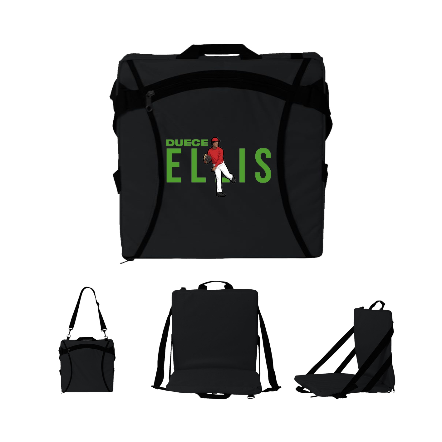 Folding Stadium Seat — Player Name in Black
