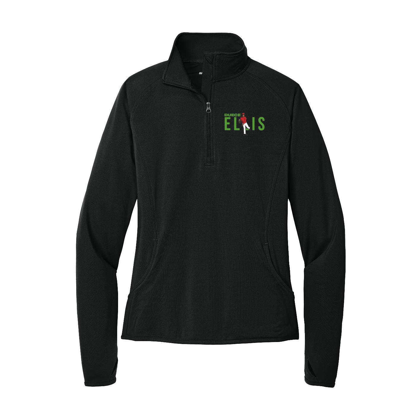 Women's Q-Zip Pullover — Player Name in Black