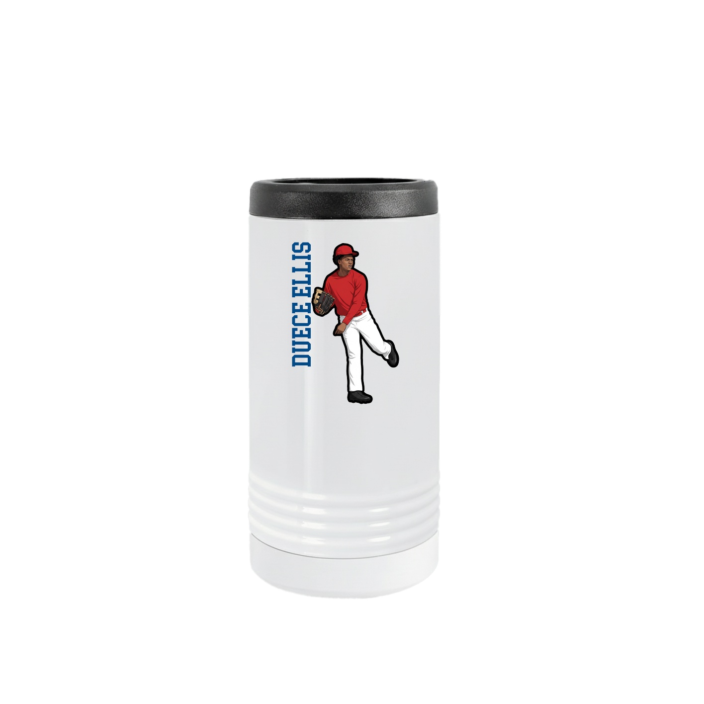 Slim Beverage Holder — Name Vertical in White