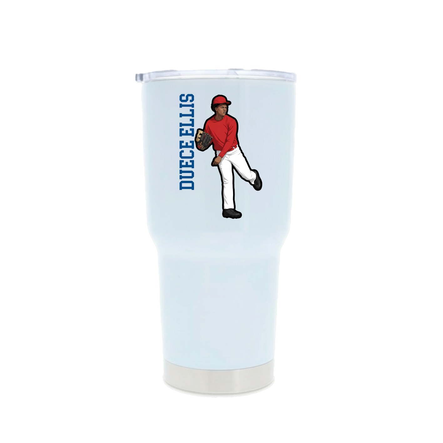 30oz Stainless Steel Tumbler — Name Vertical in White