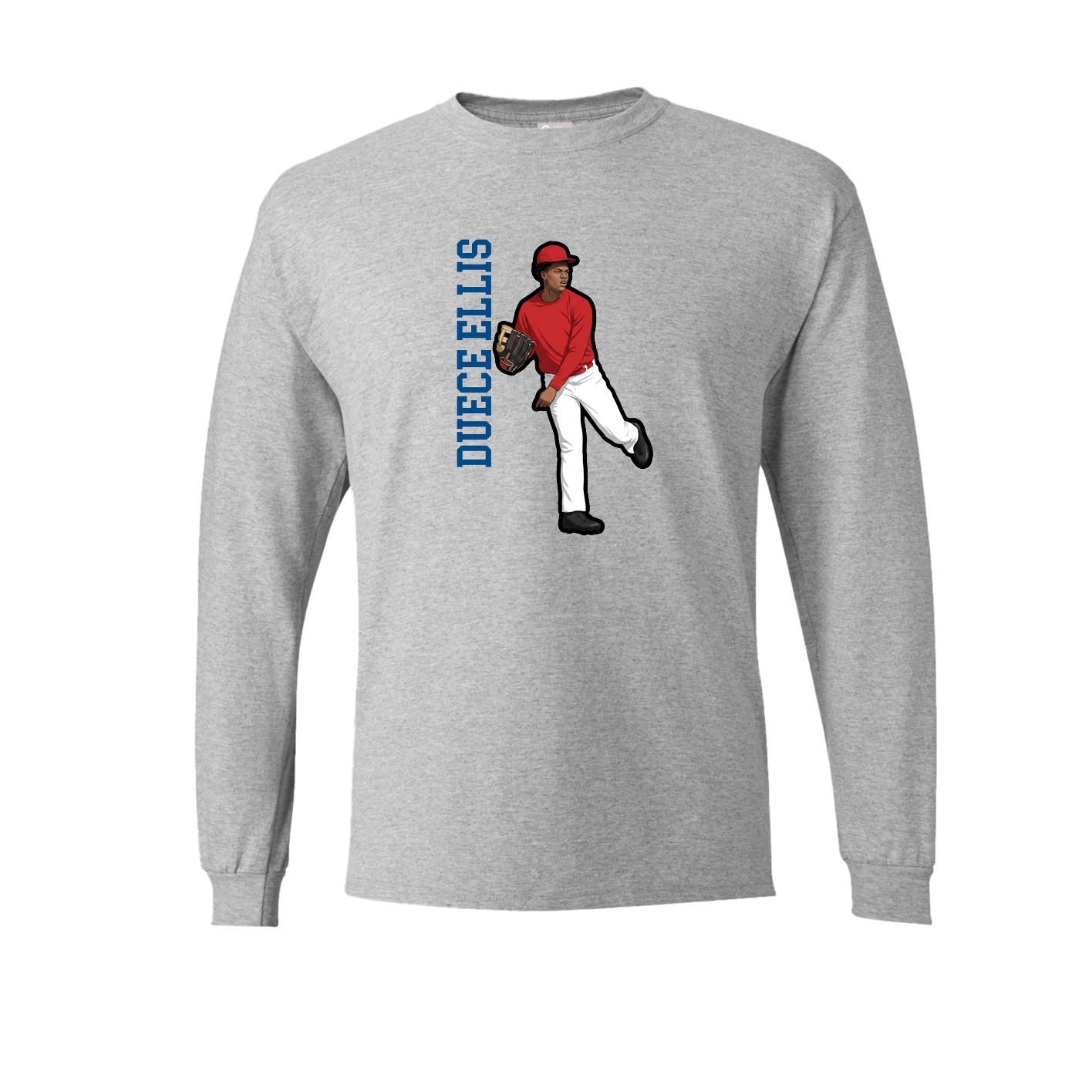Long Sleeve Tee — Name Vertical in Grey