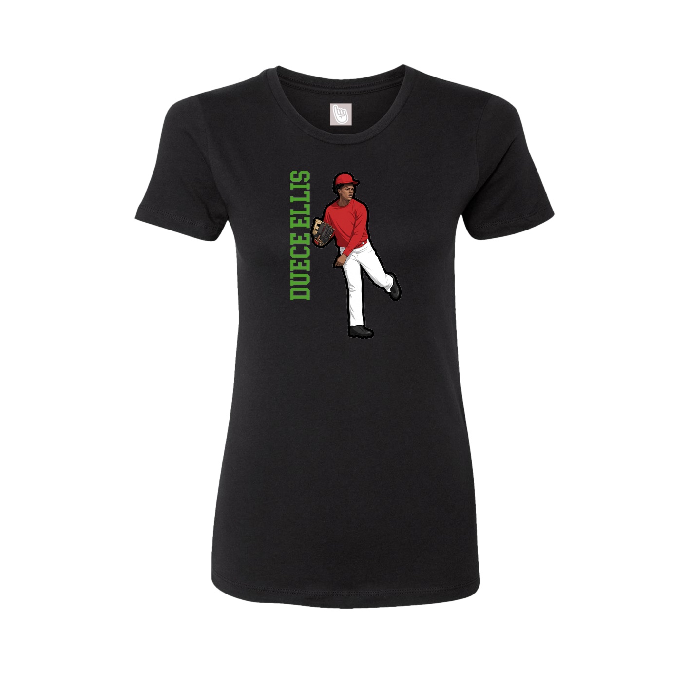 Fitted Women's Tee — Name Vertical in Black