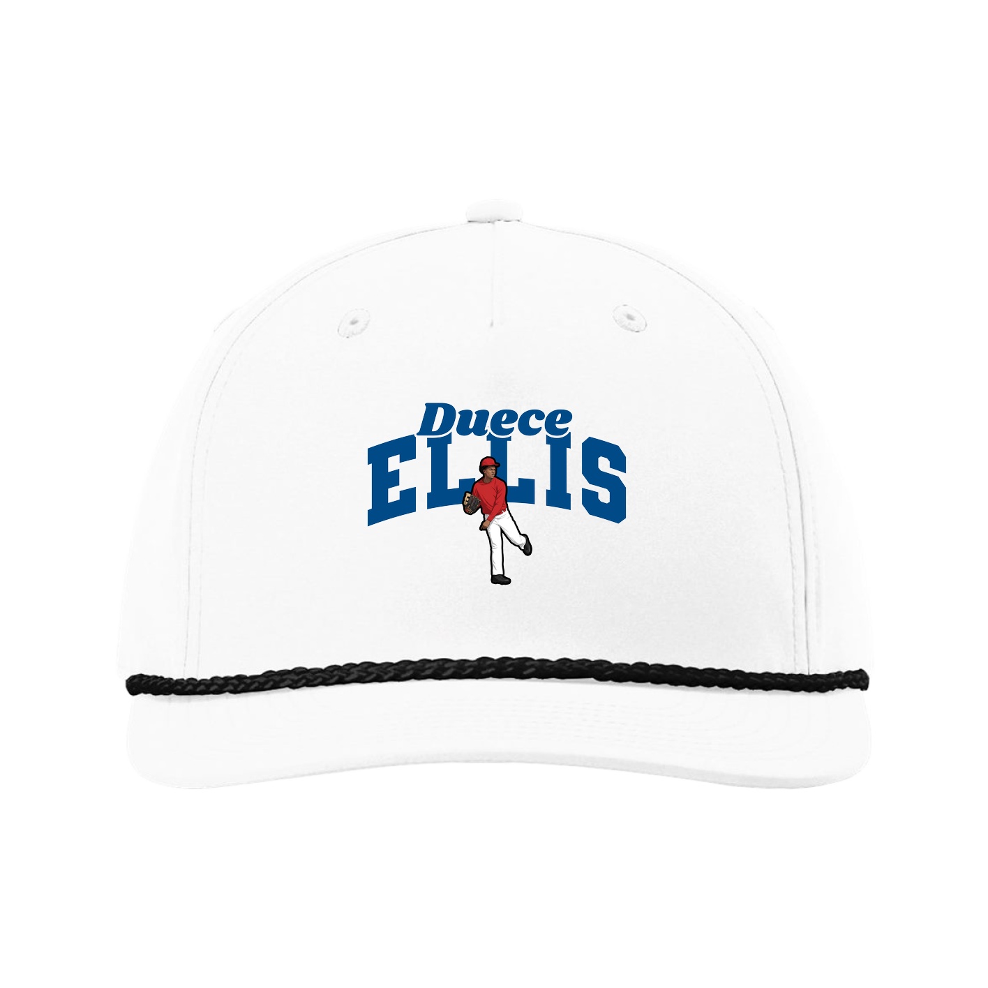 Five-Panel Classic Rope Cap — Signature Arch in White