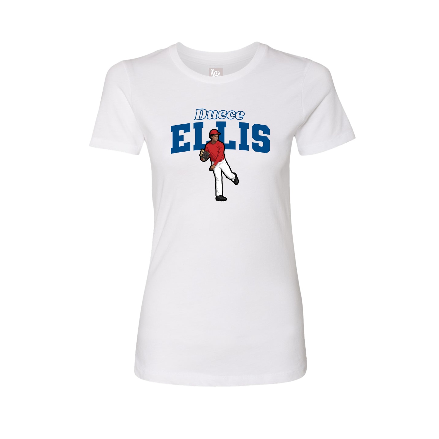 Fitted Women's Tee — Name Arch in White