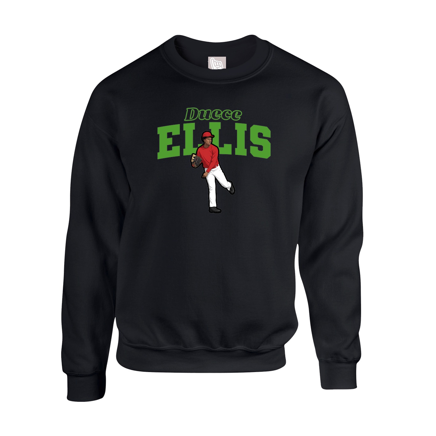 Fleece Crew — Name Arch in Black