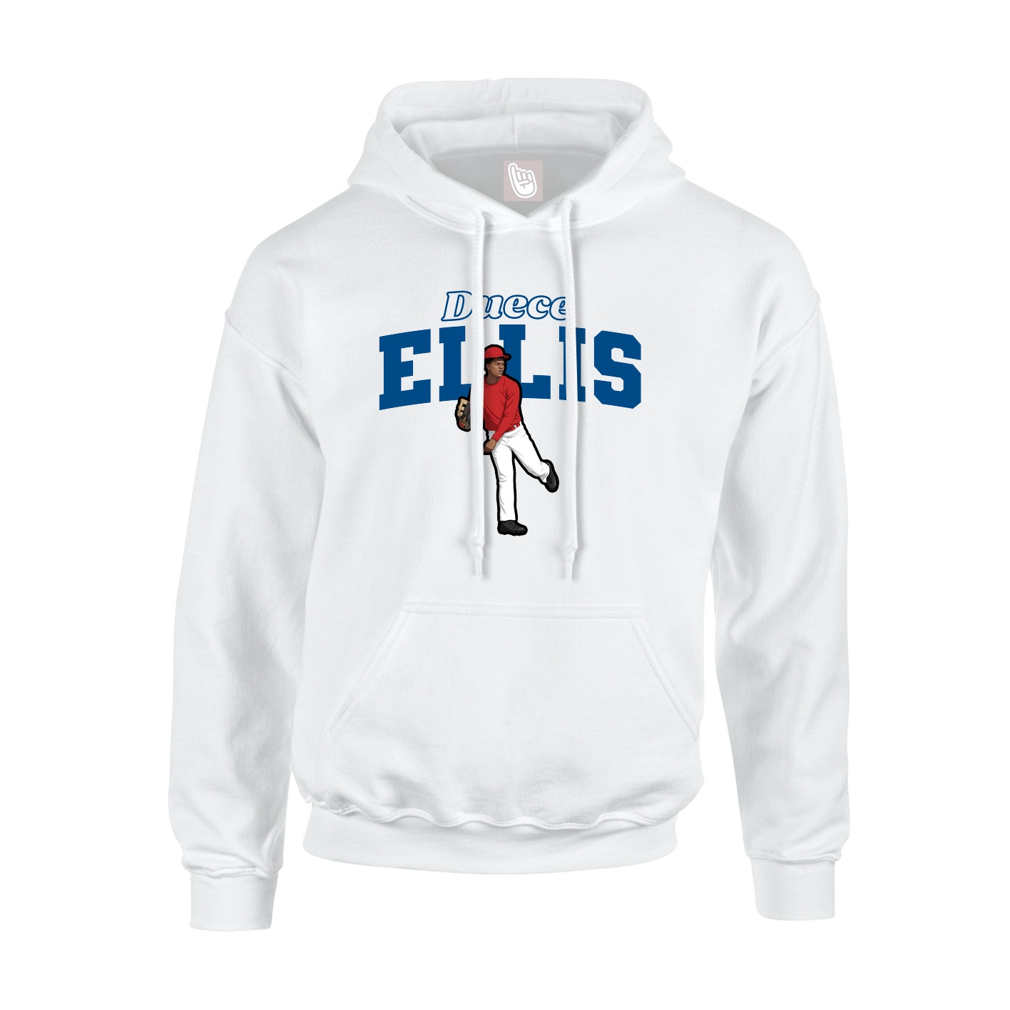 Youth Hoodie — Name Arch in White
