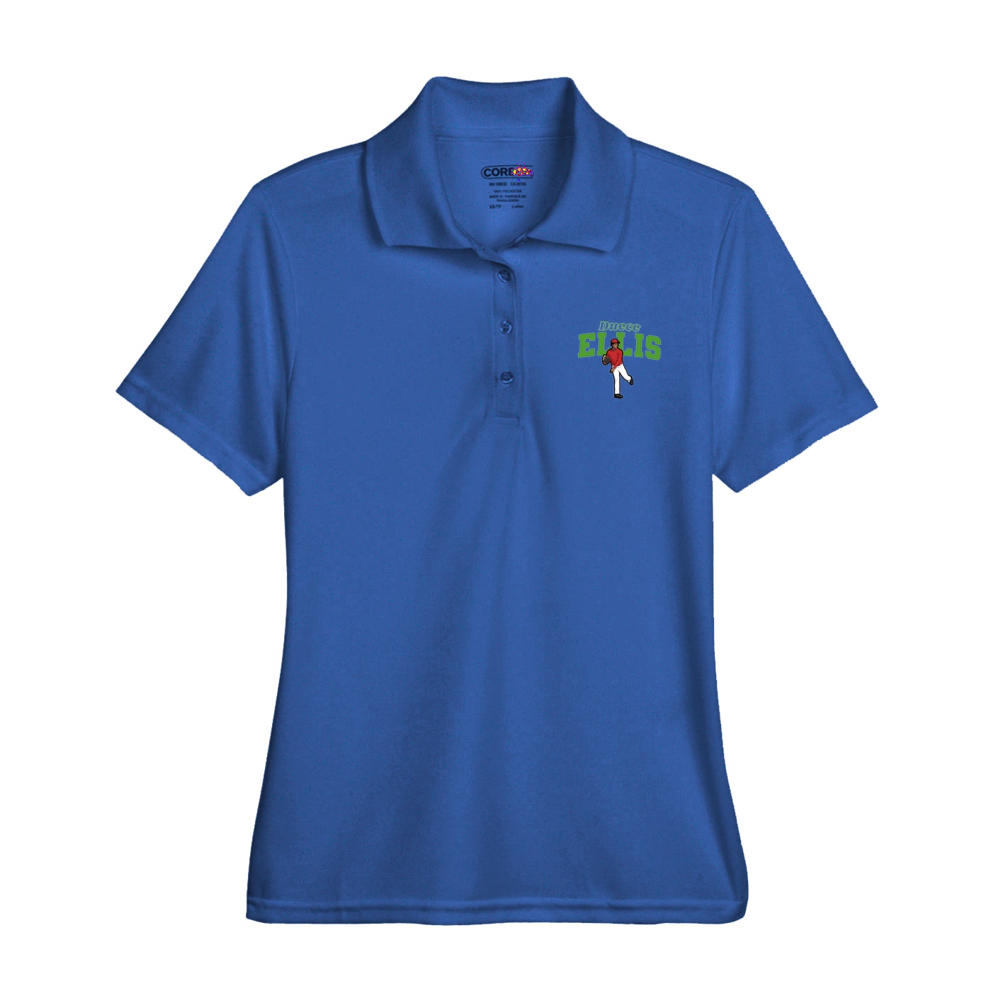 Womens Performance Polo — Name Arch in Royal