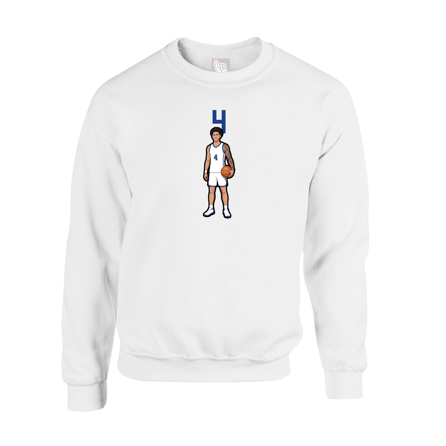 Fleece Crew — Number Top in White