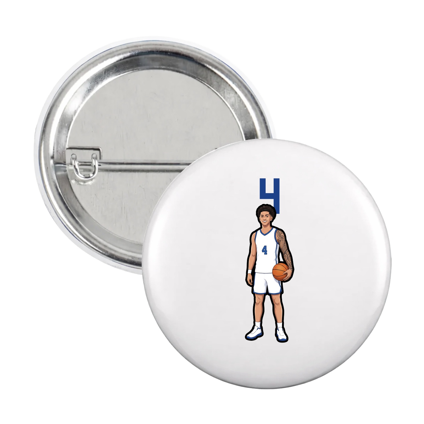 Game Day Button — Number Top in White