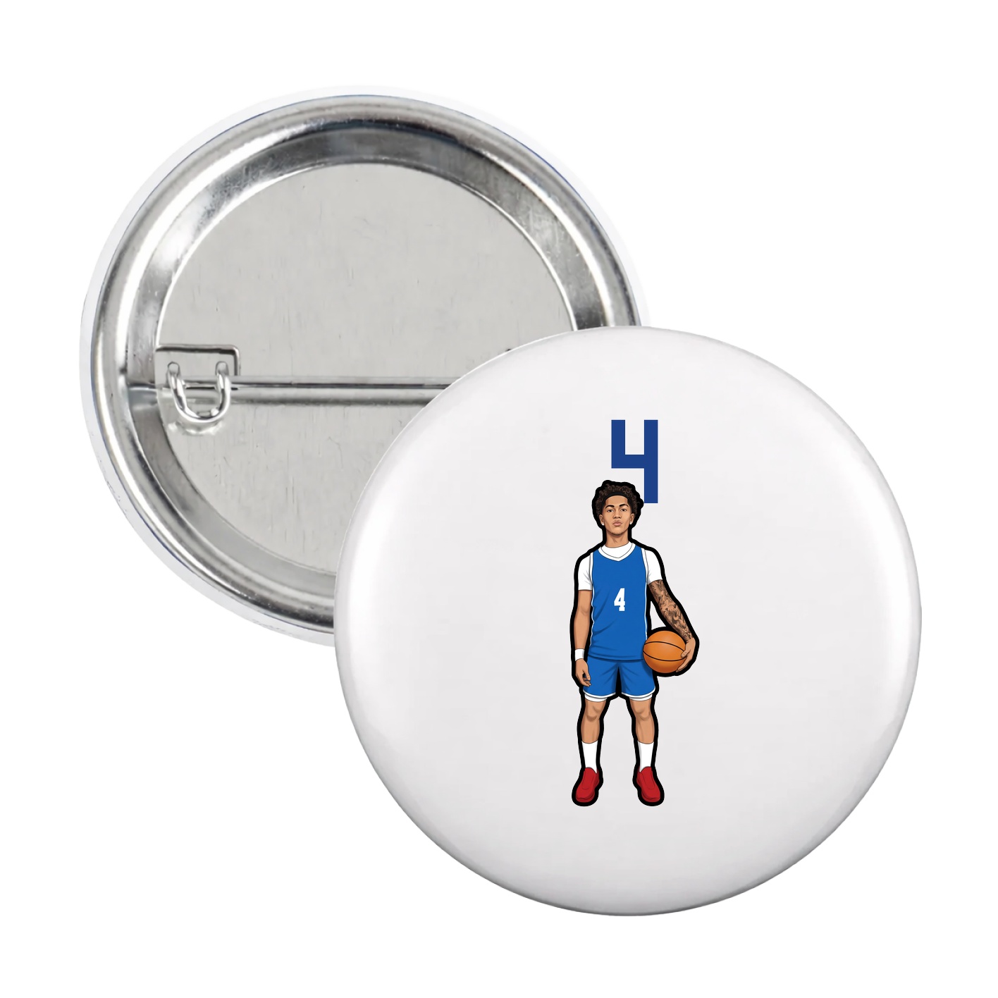 Game Day Button — Number Top in White
