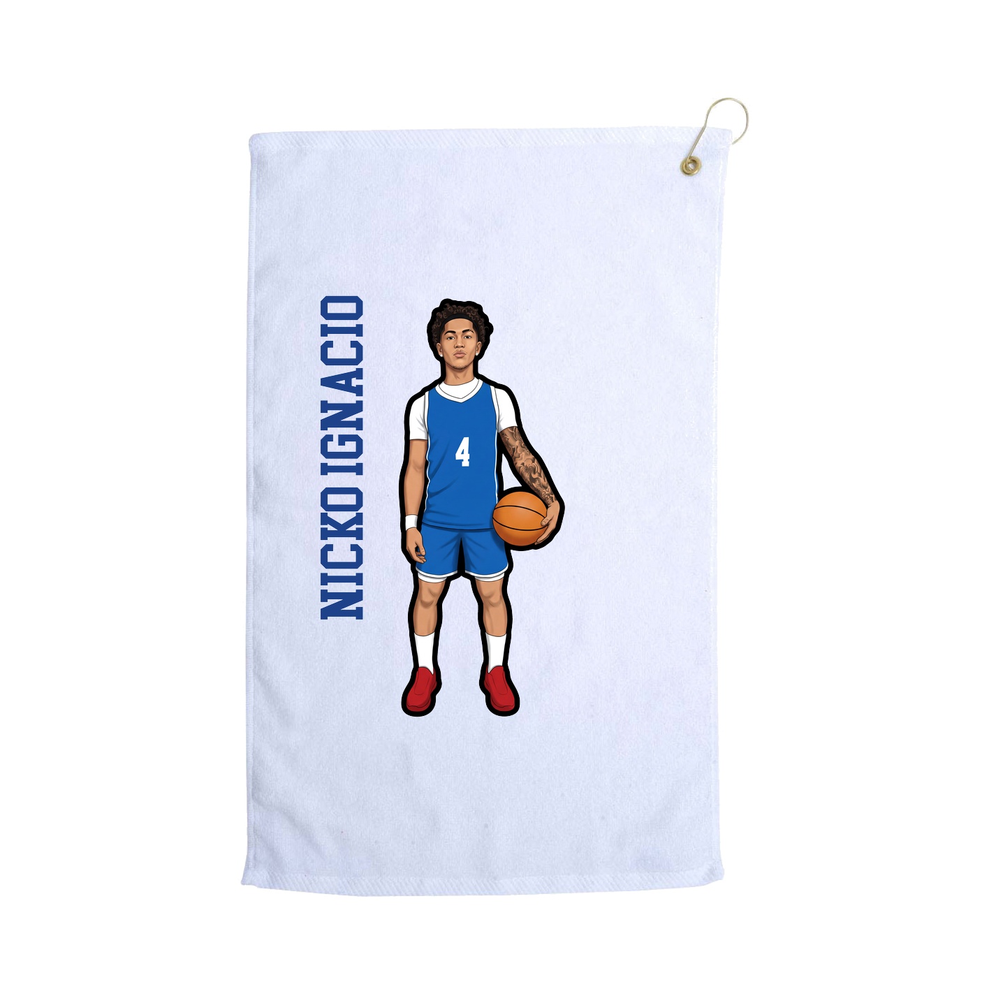 Golf Towel — Name Vertical in White