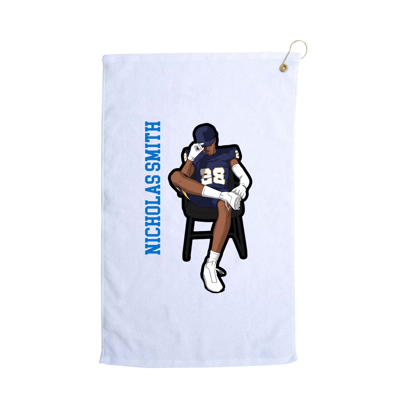 Golf Towel — Name Vertical in White