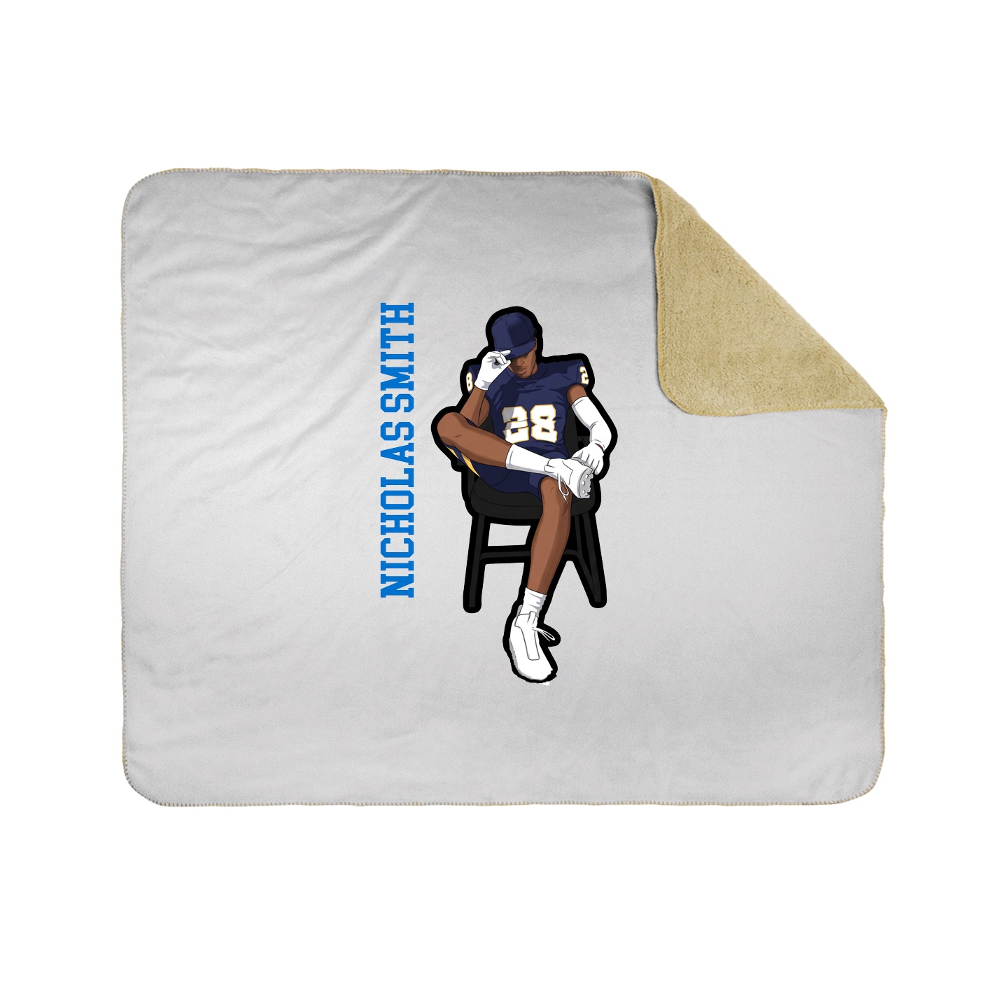 Throw Blanket — Name Vertical in White