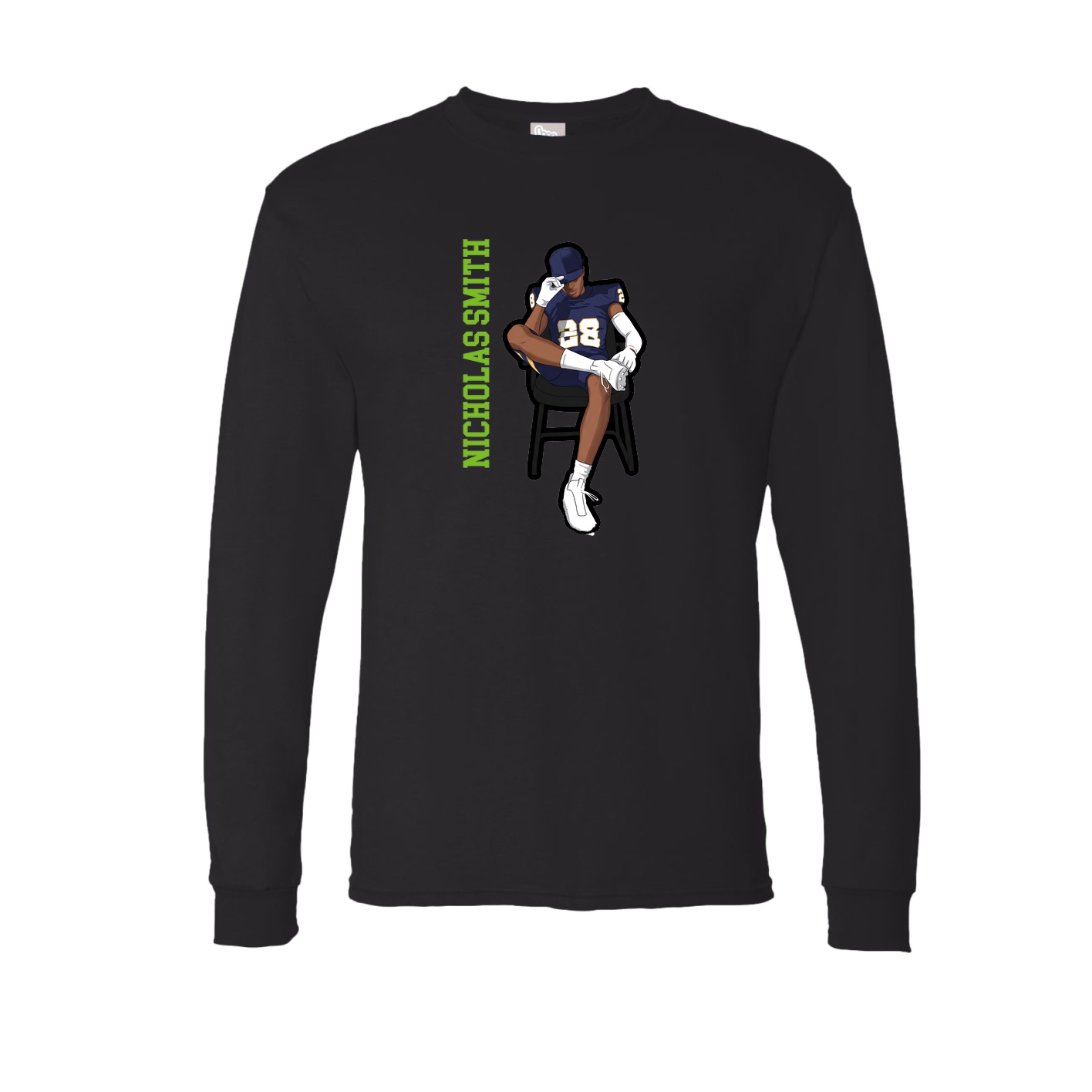 Long Sleeve Tee — Name Vertical in Black