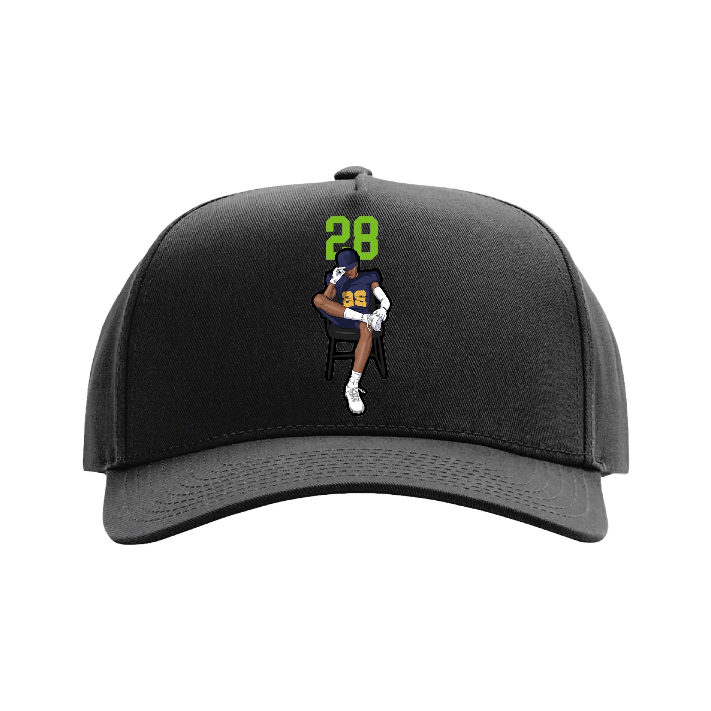 Full Fabric Five-Panel Champ Cap — Number Top in Black