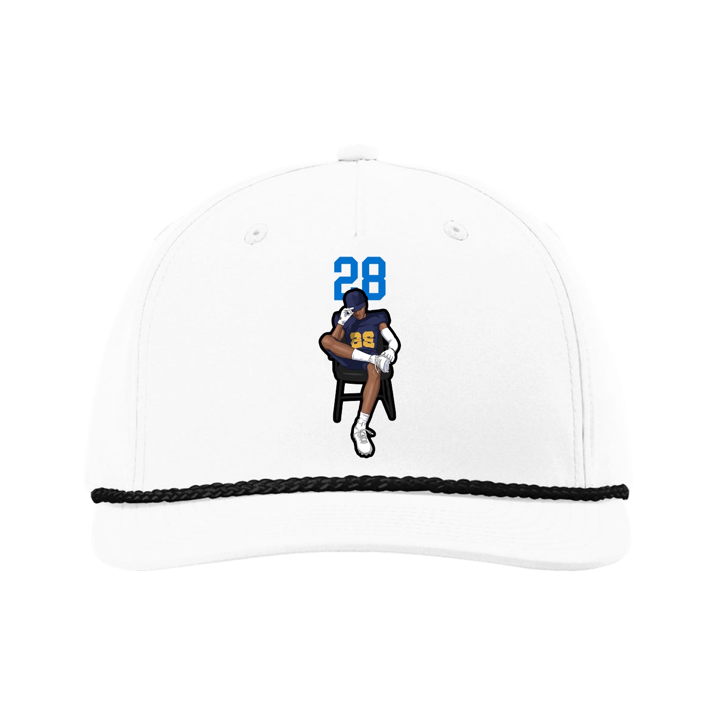 Five-Panel Classic Rope Cap — Number Top in White