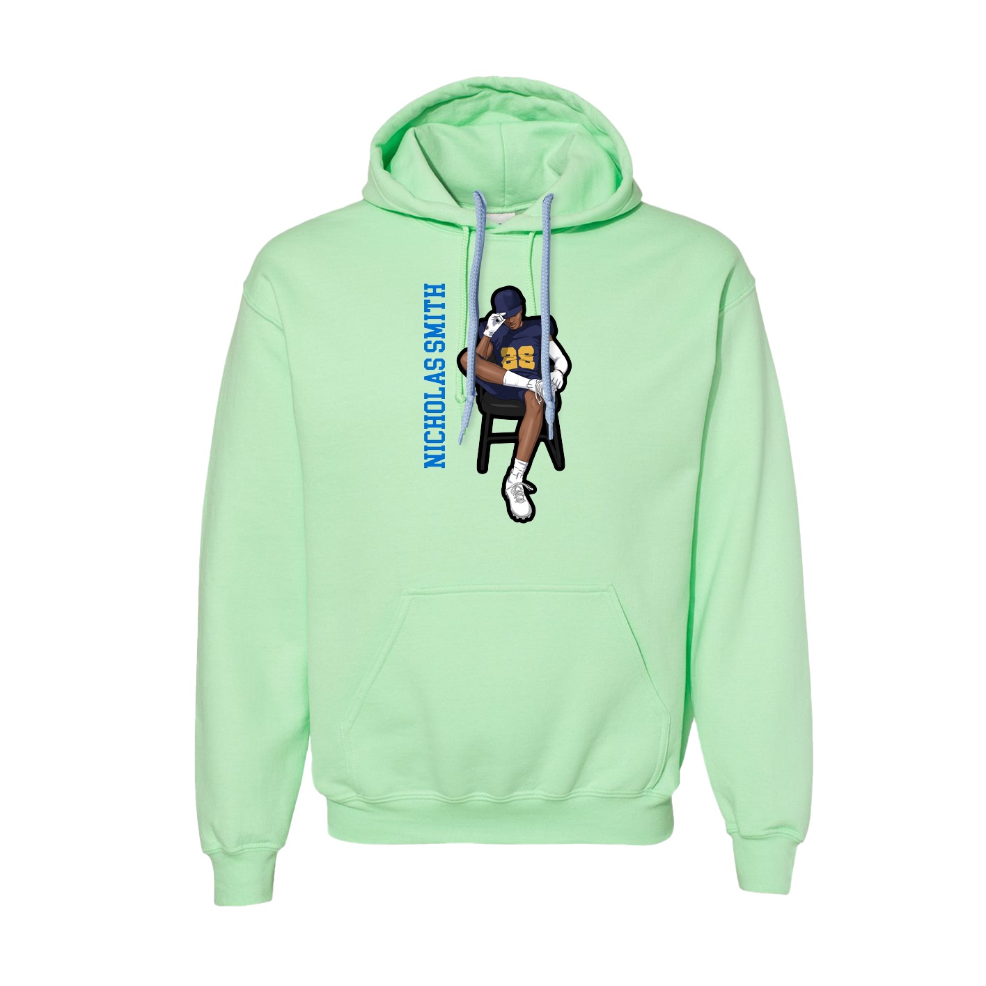 Hoodie — Name Vertical in Green