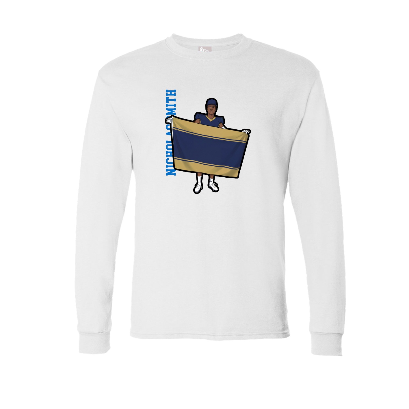 Long Sleeve Tee — Name Vertical in White