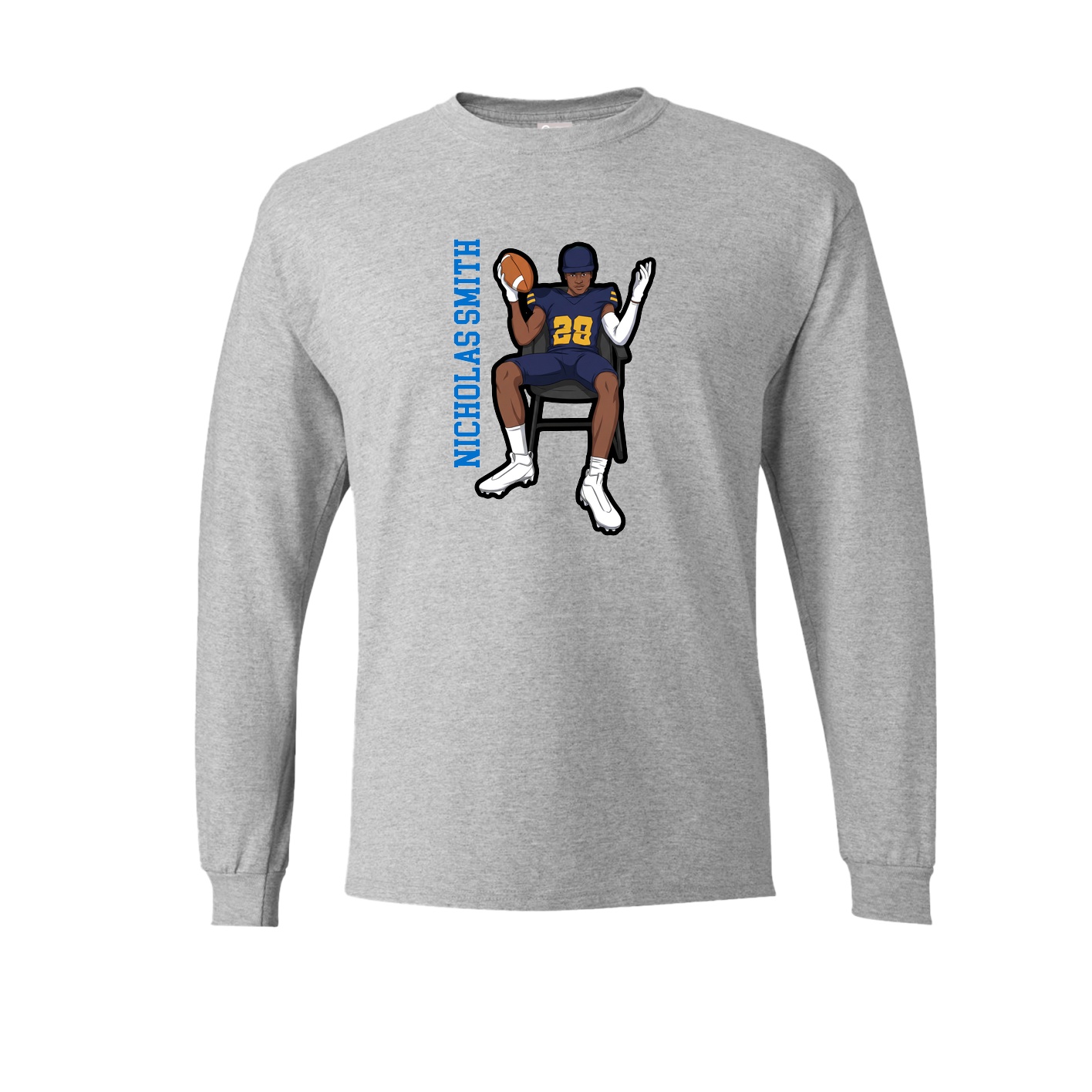 Long Sleeve Tee — Name Vertical in Grey