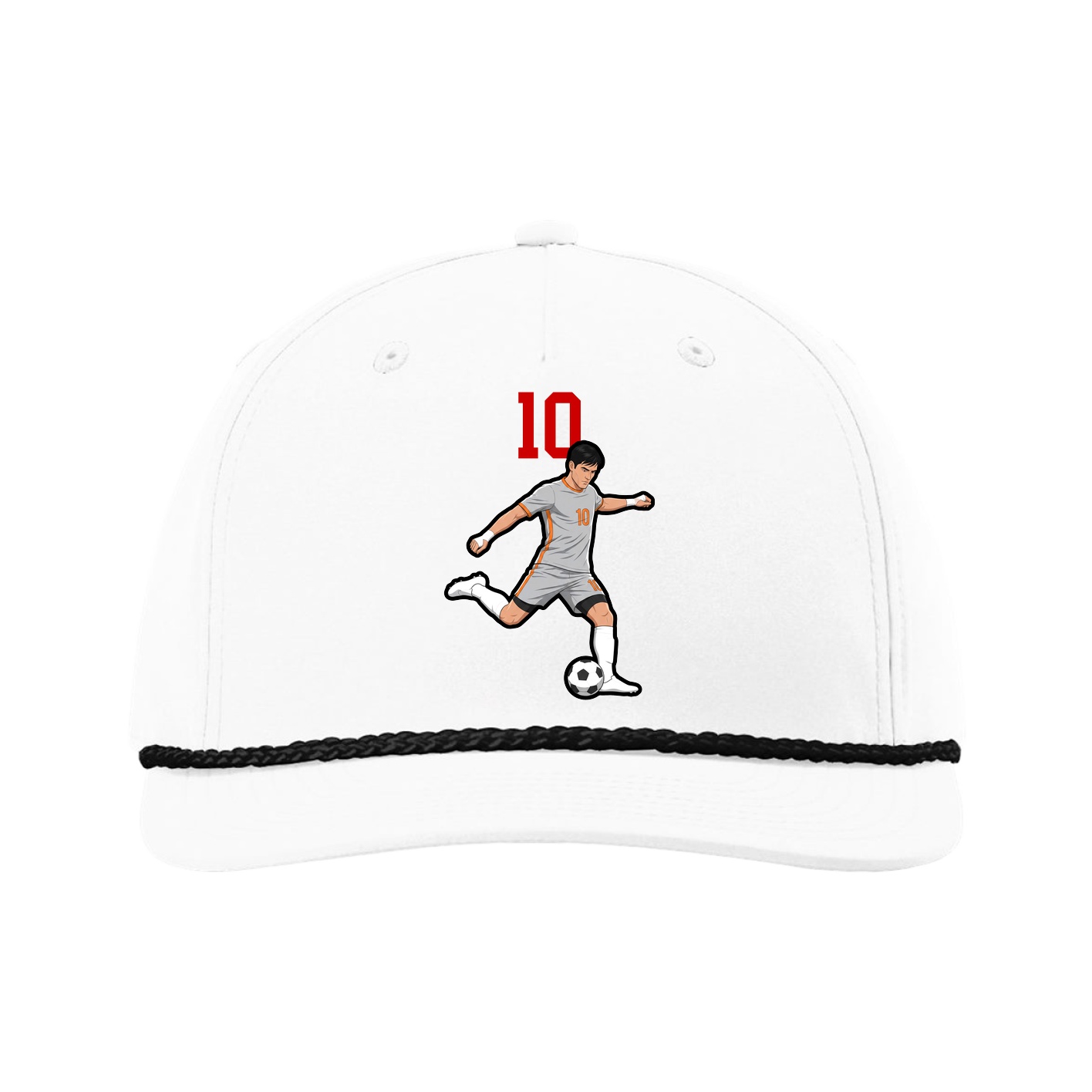 Five-Panel Classic Rope Cap — Number Top in White