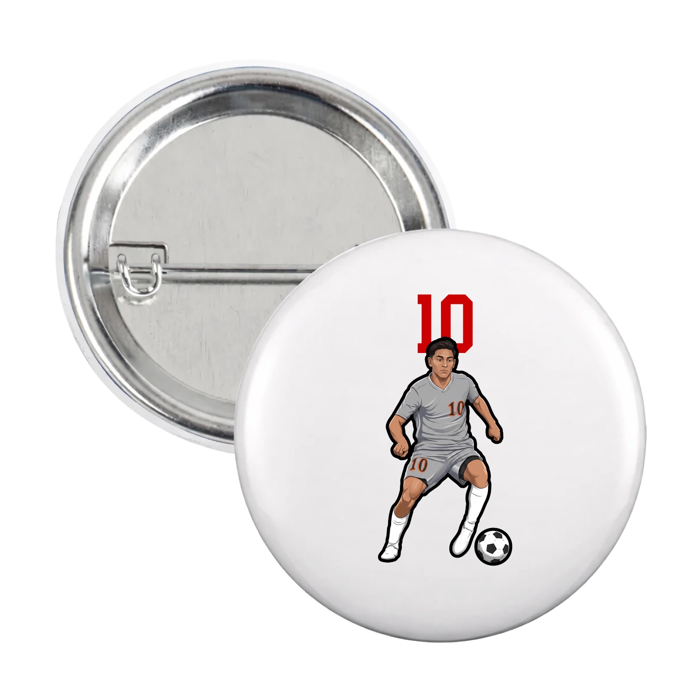 Game Day Button — Number Top in White