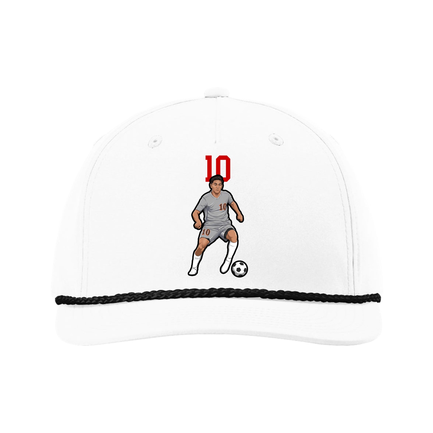 Five-Panel Classic Rope Cap — Number Top in White