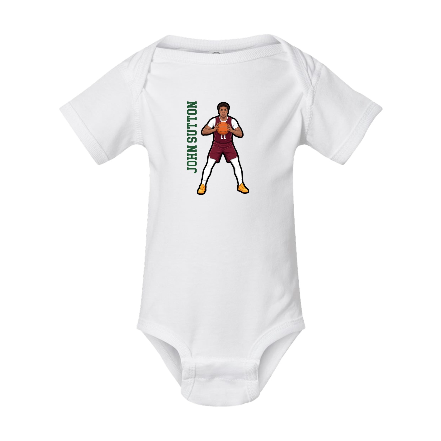 Baby Onesie — Name Vertical in White
