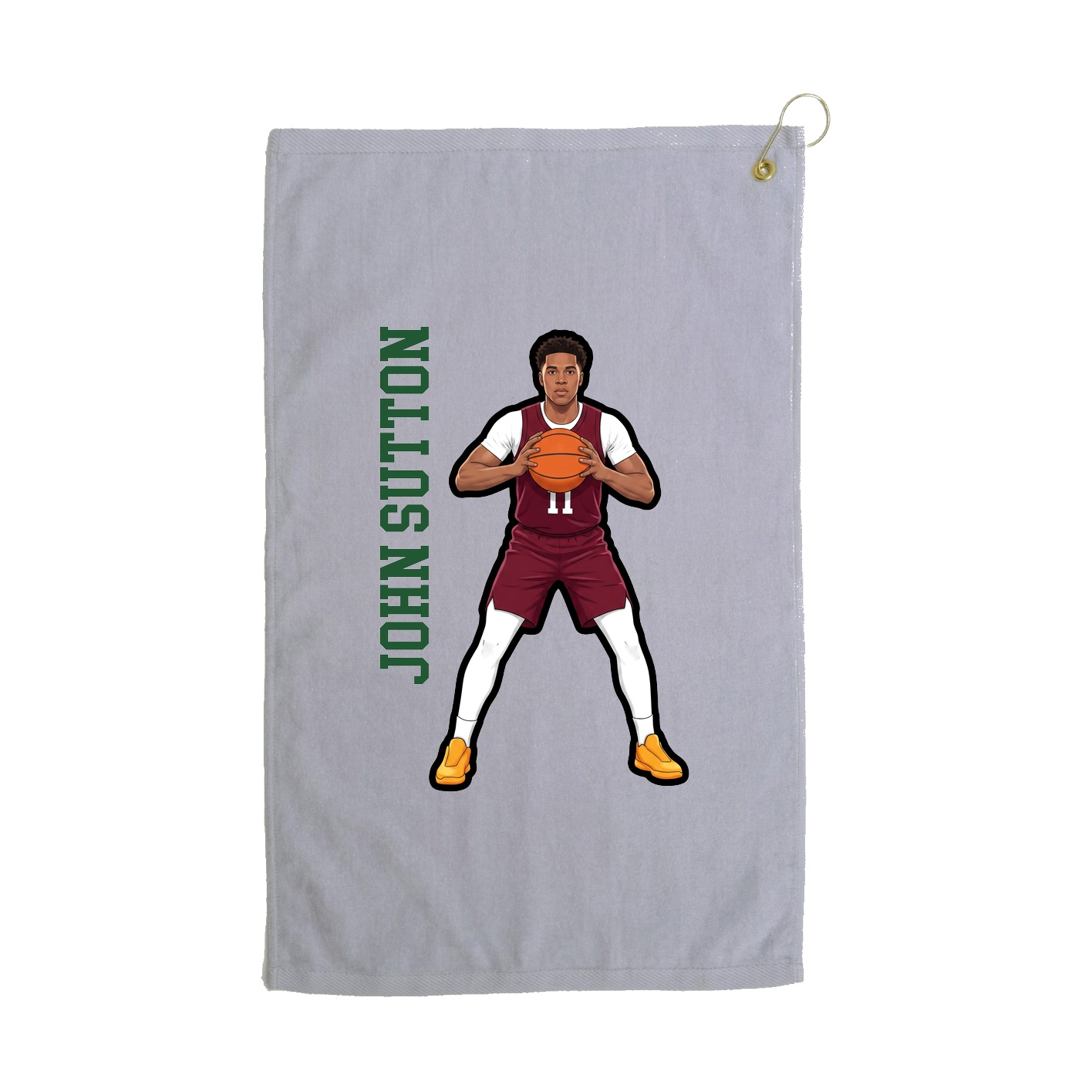 Golf Towel — Name Vertical in Grey