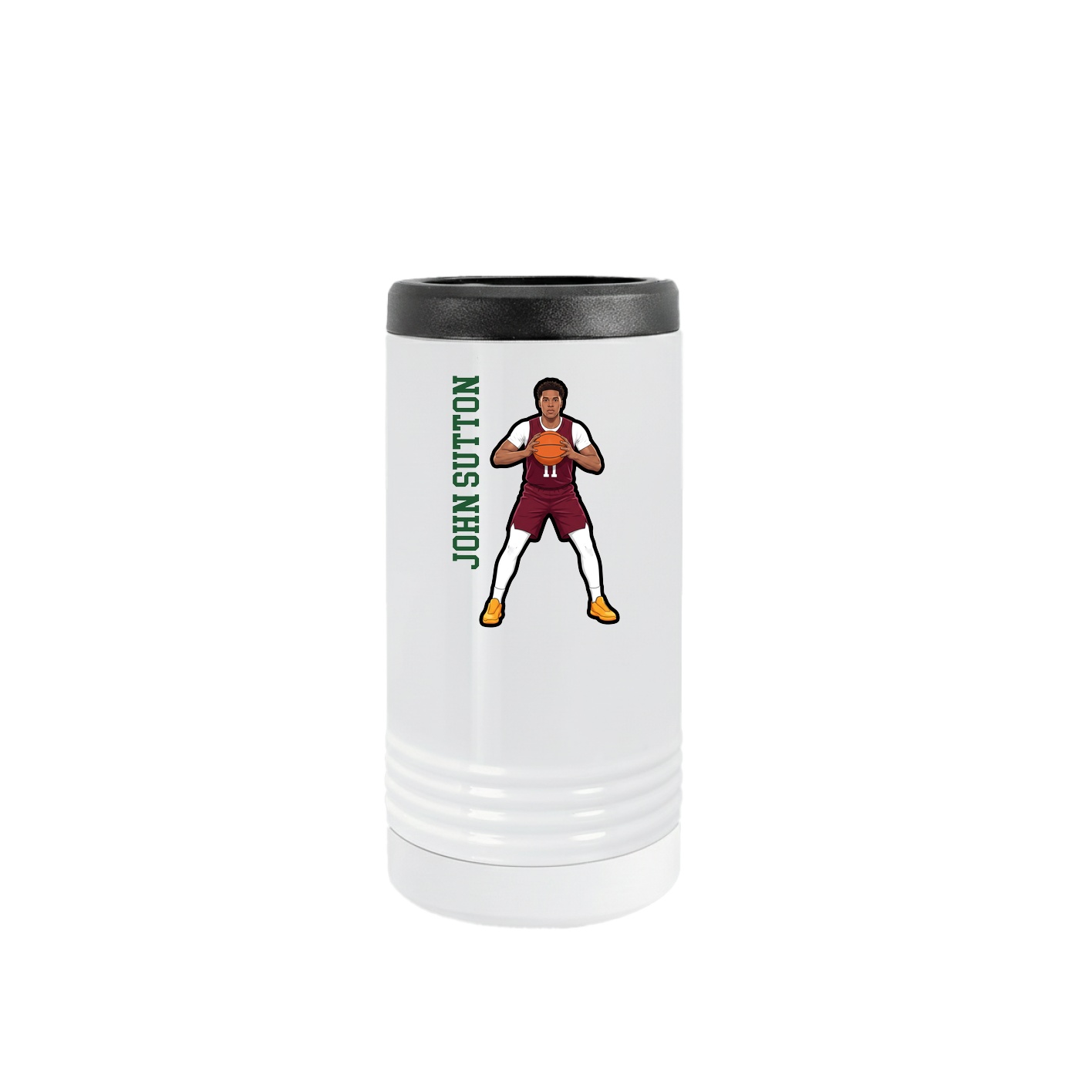Slim Beverage Holder — Name Vertical in White