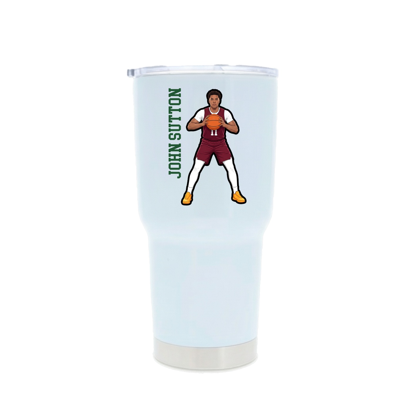 30oz Stainless Steel Tumbler — Name Vertical in White