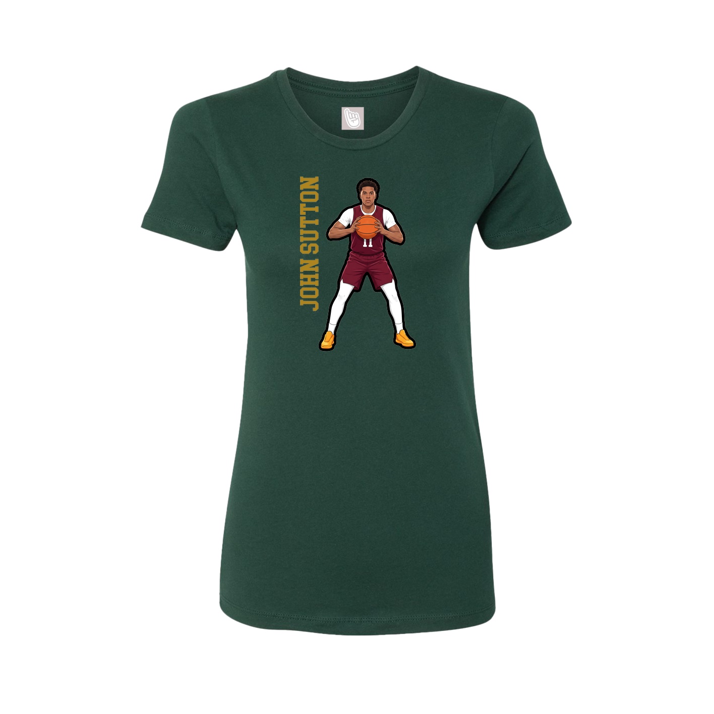 Fitted Women's Tee — Name Vertical in Green