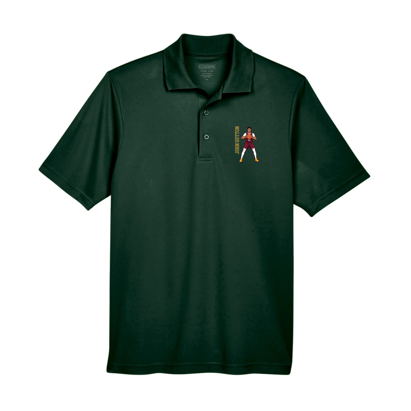 Performance Polo — Name Vertical in Green