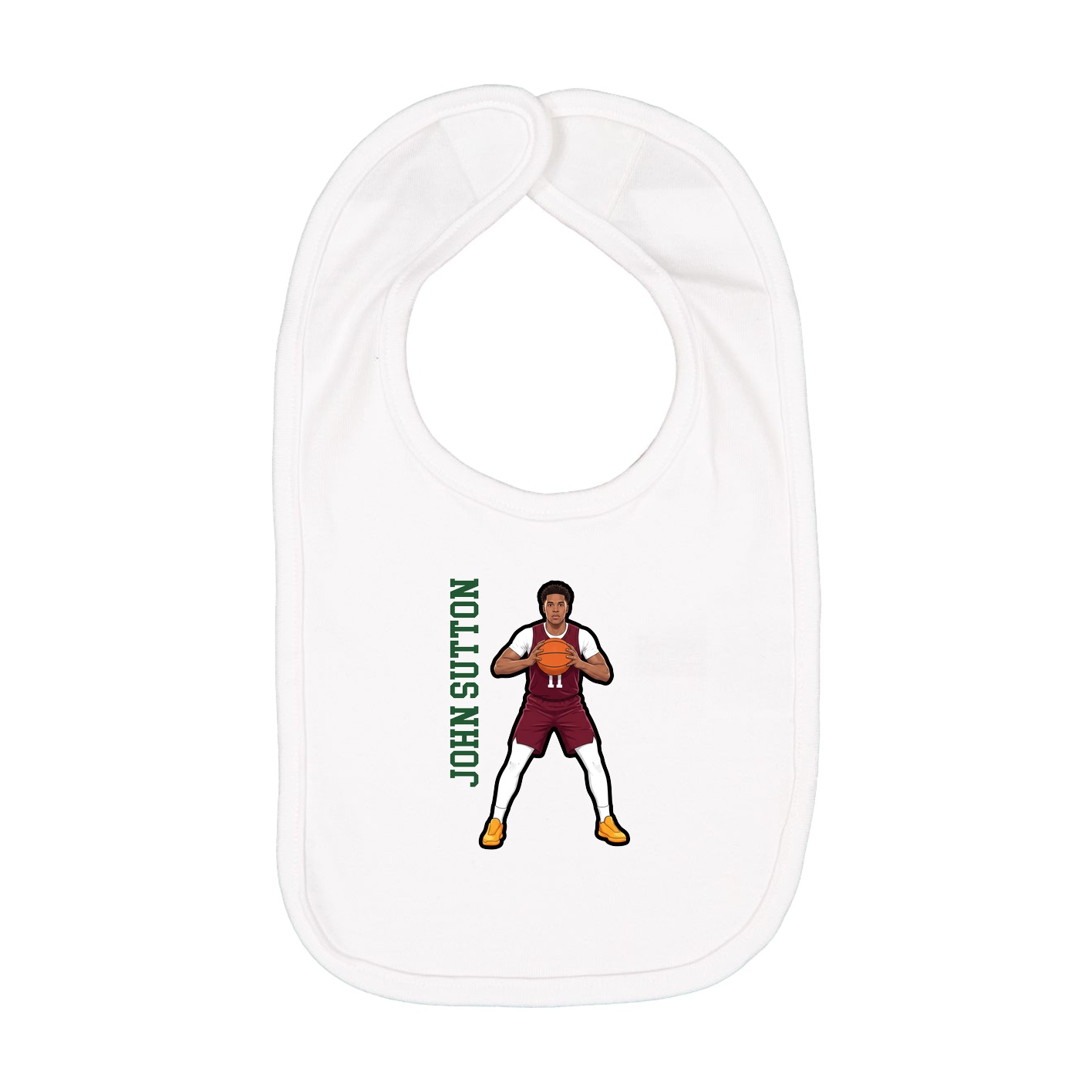 Infant Bib — Name Vertical in White