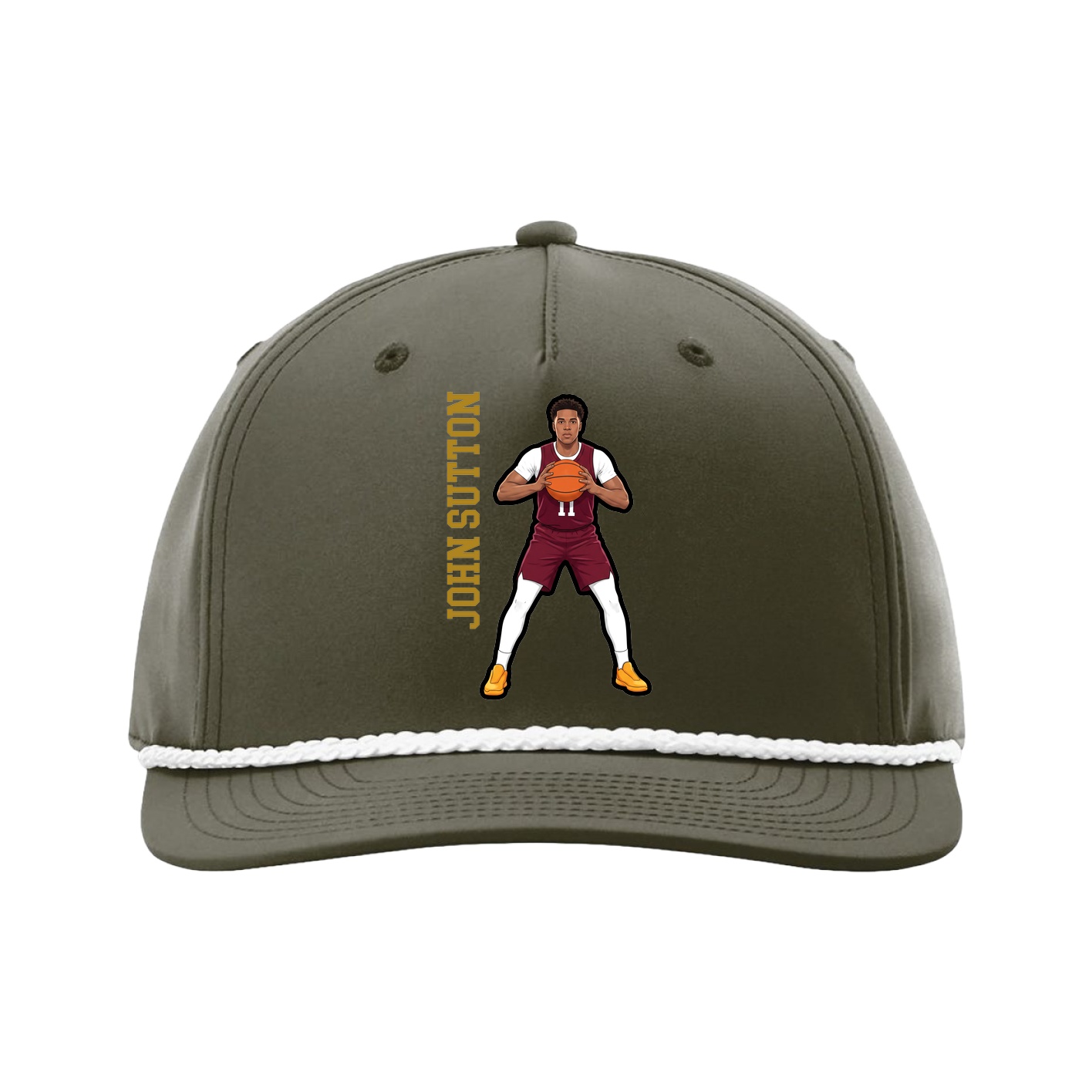 Five-Panel Classic Rope Cap — Name Vertical in Green