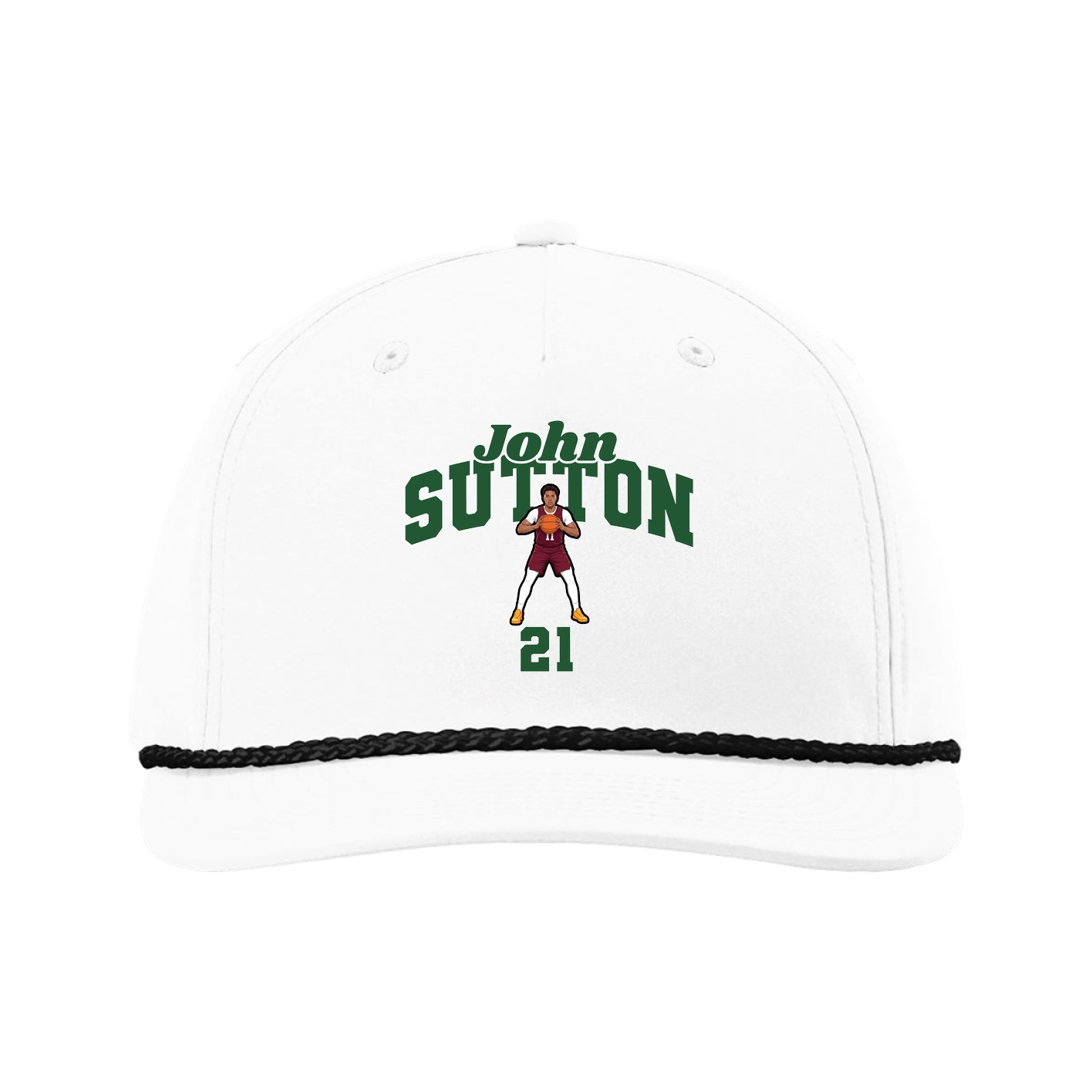 Five-Panel Classic Rope Cap — Signature Arch in White