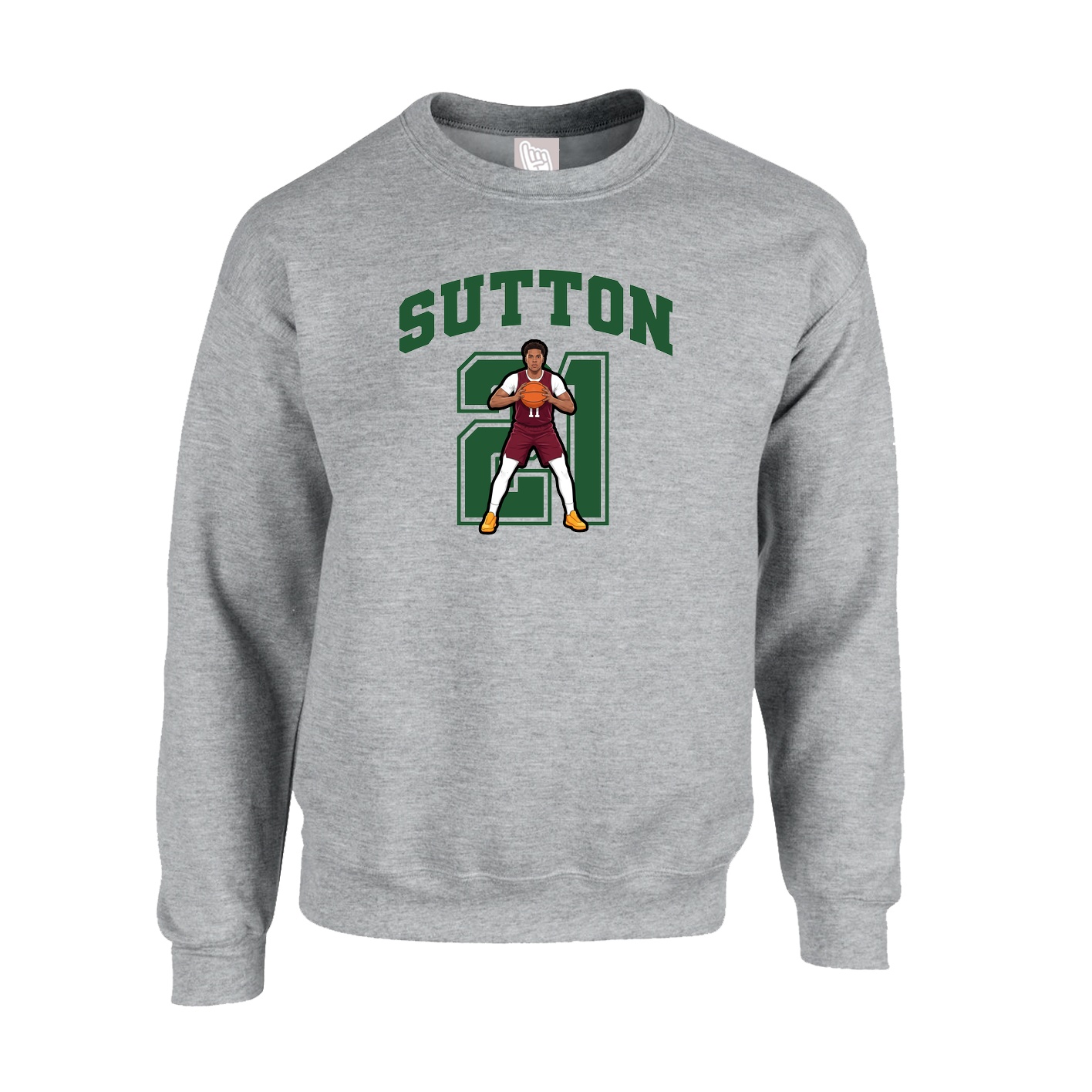 Fleece Crew — Number in Grey
