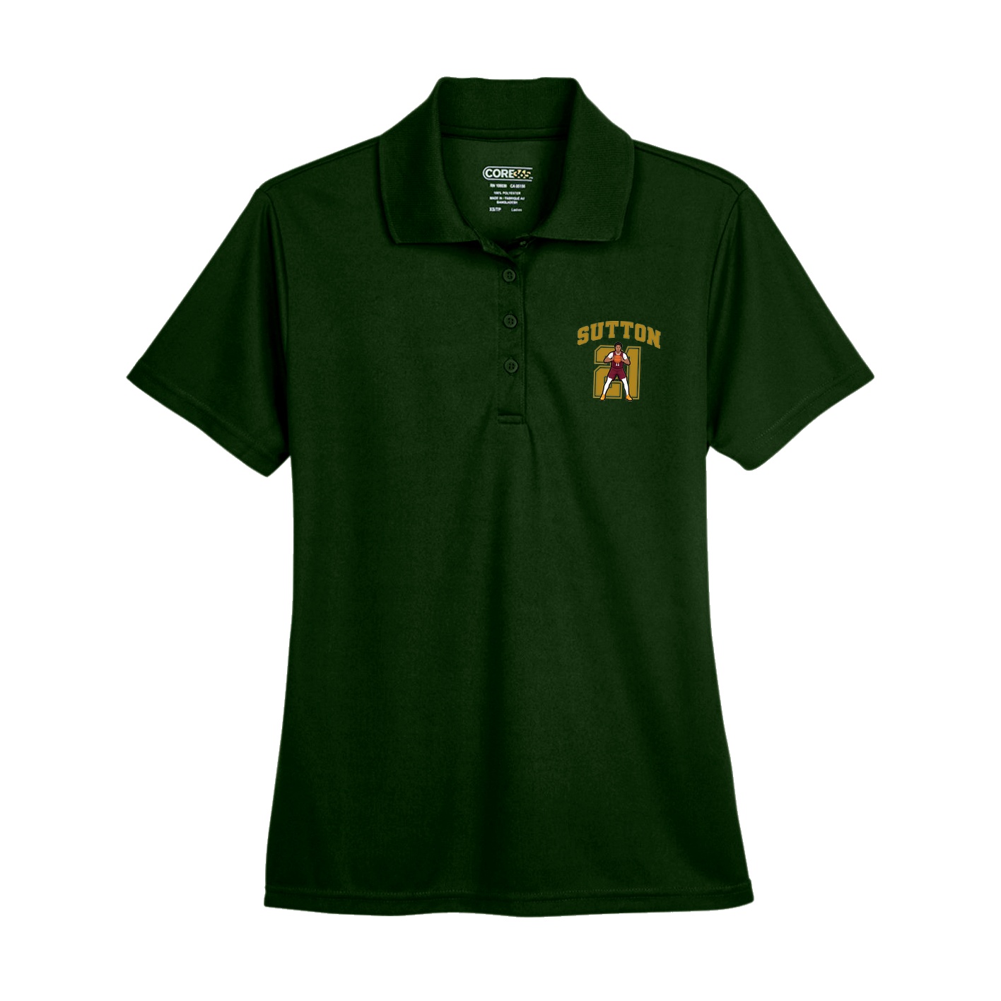 Womens Performance Polo — Number in Green