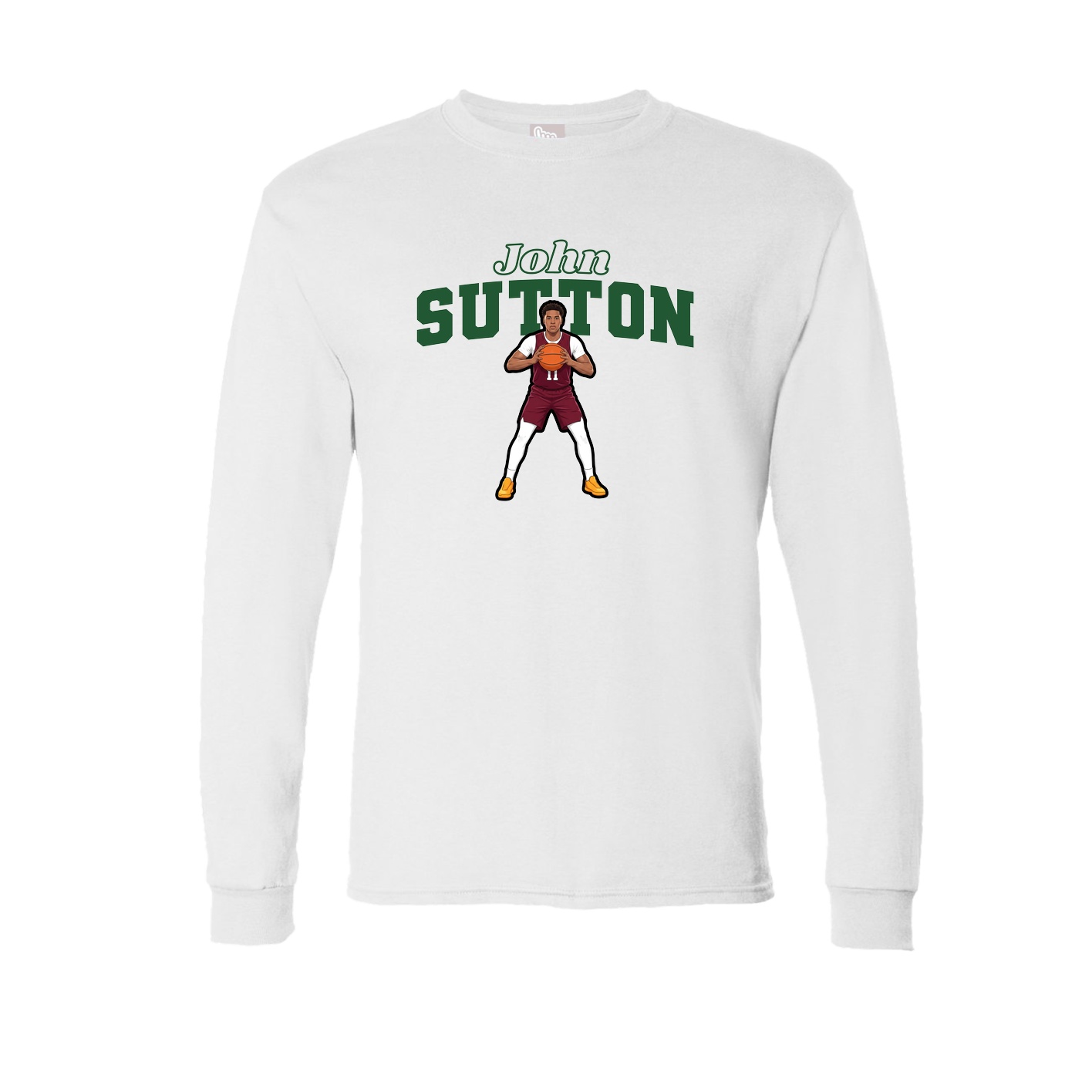 Long Sleeve Tee — Name Arch in White