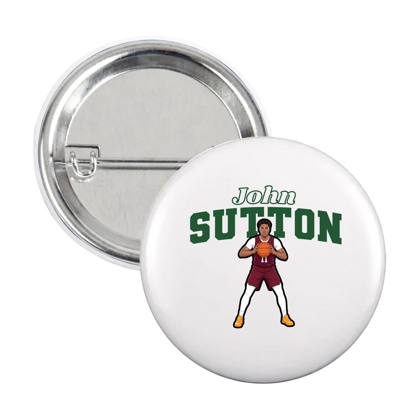 Game Day Button — Name Arch in White