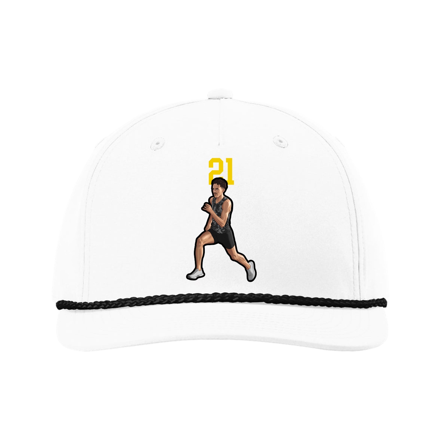 Five-Panel Classic Rope Cap — Number Top in White
