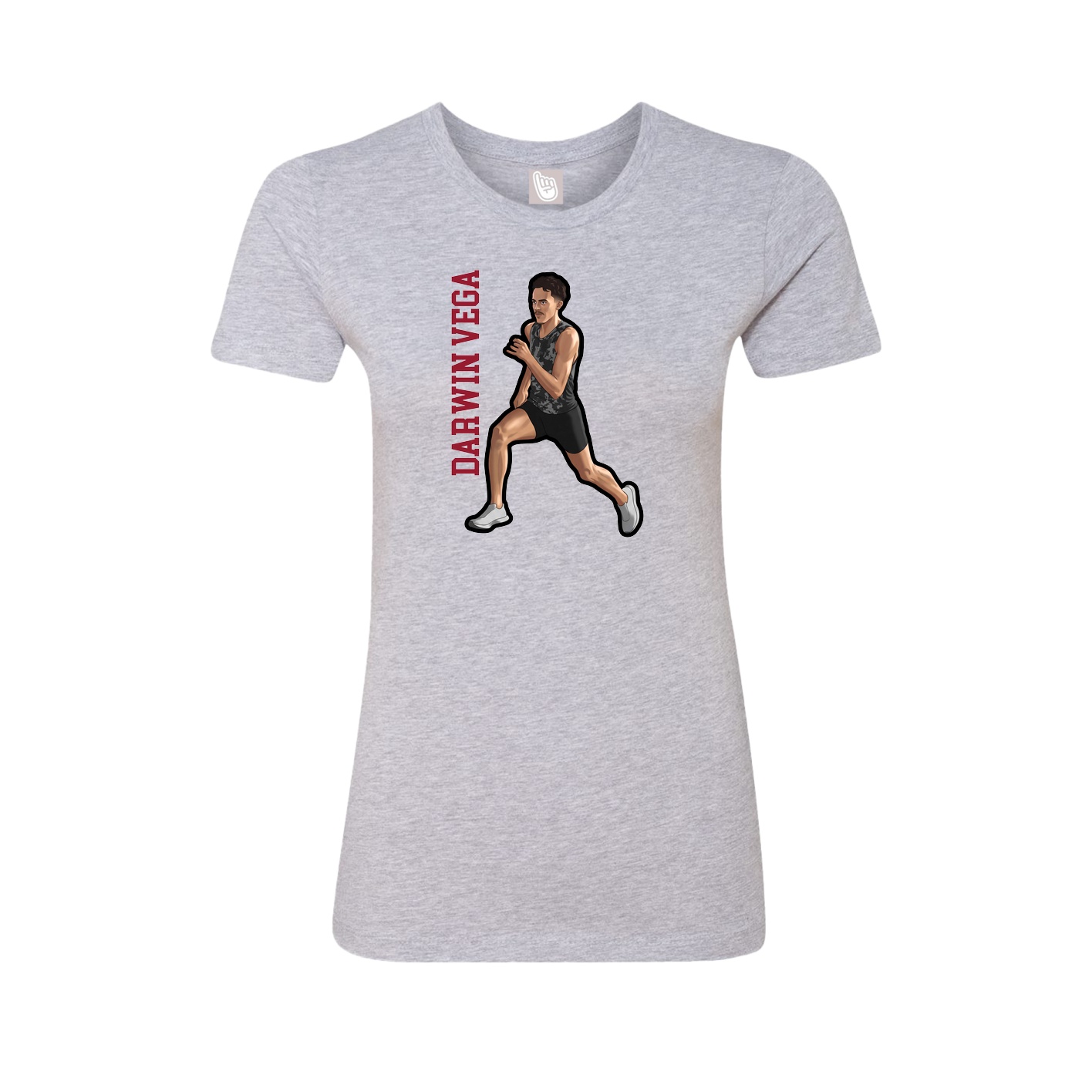 Fitted Women's Tee — Name Vertical in Grey