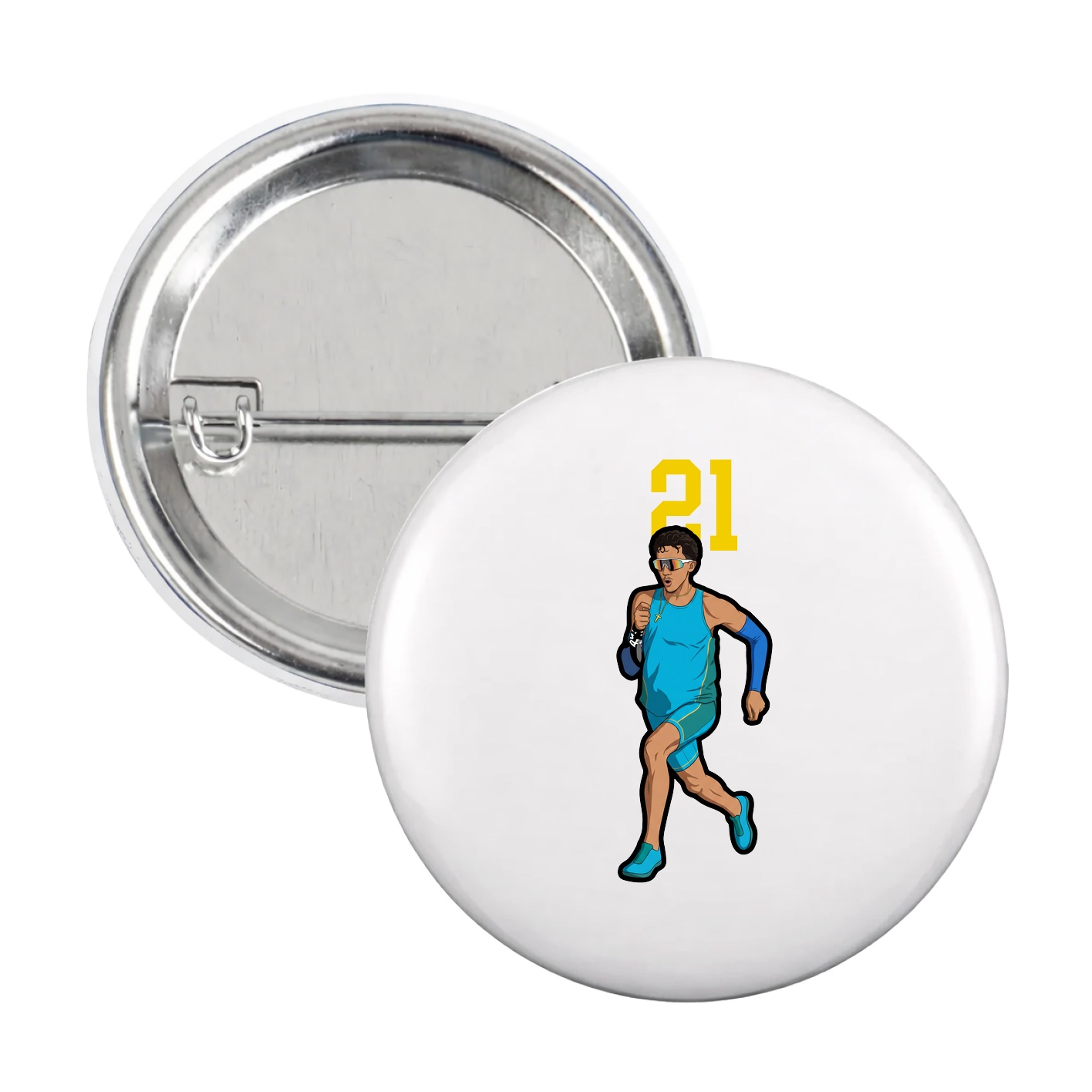 Game Day Button — Number Top in White