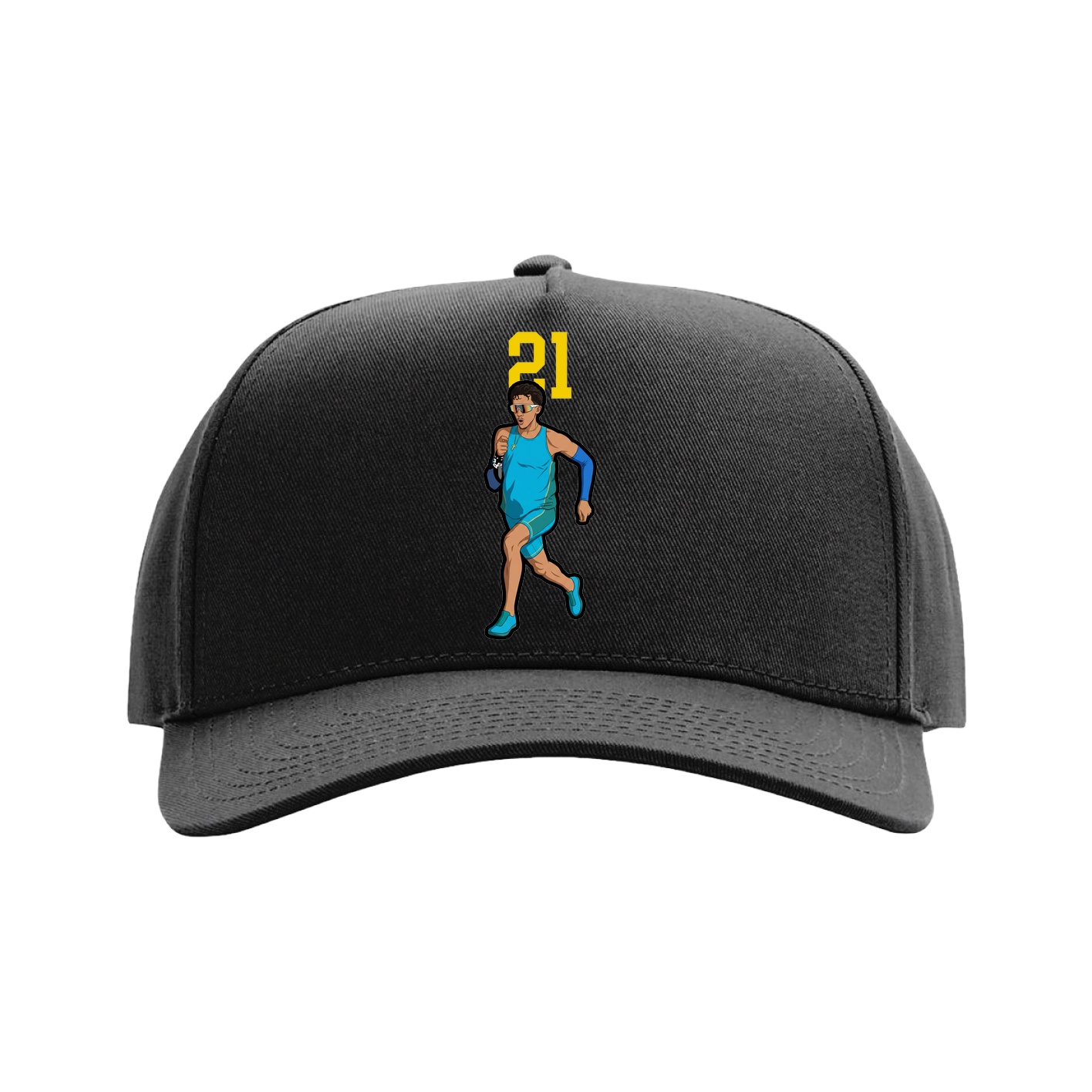 Full Fabric Five-Panel Champ Cap — Number Top in Black